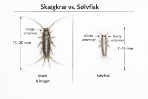 Lær at kende forskel på skægkræ og sølvfisk. Få hjælp til bekæmpelse af Skadedyrforbudt.dk
