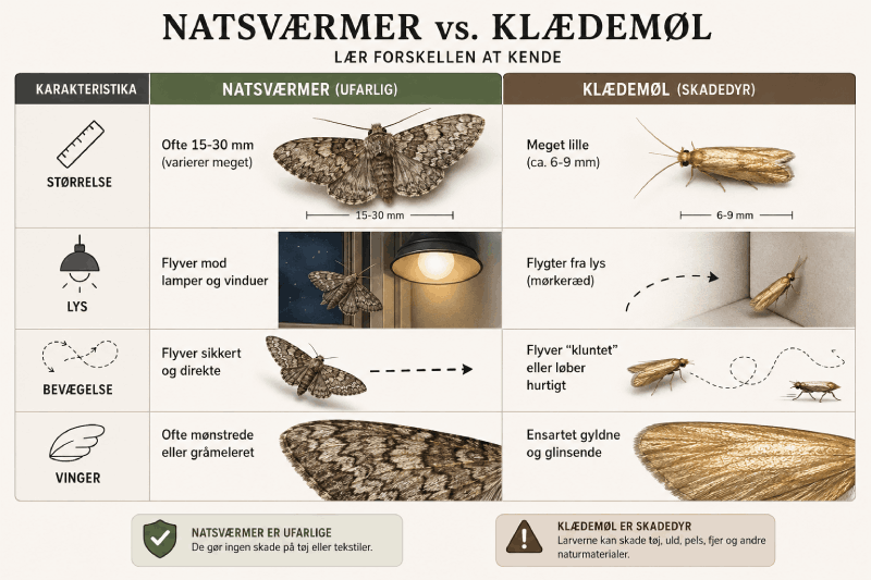 Natsværmer eller møl? hvordan kender man forskel?